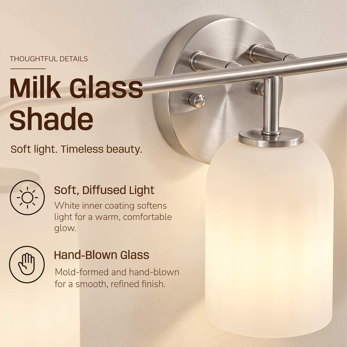 Modern Milk Glass Shade Vanity Light Wall Sconce