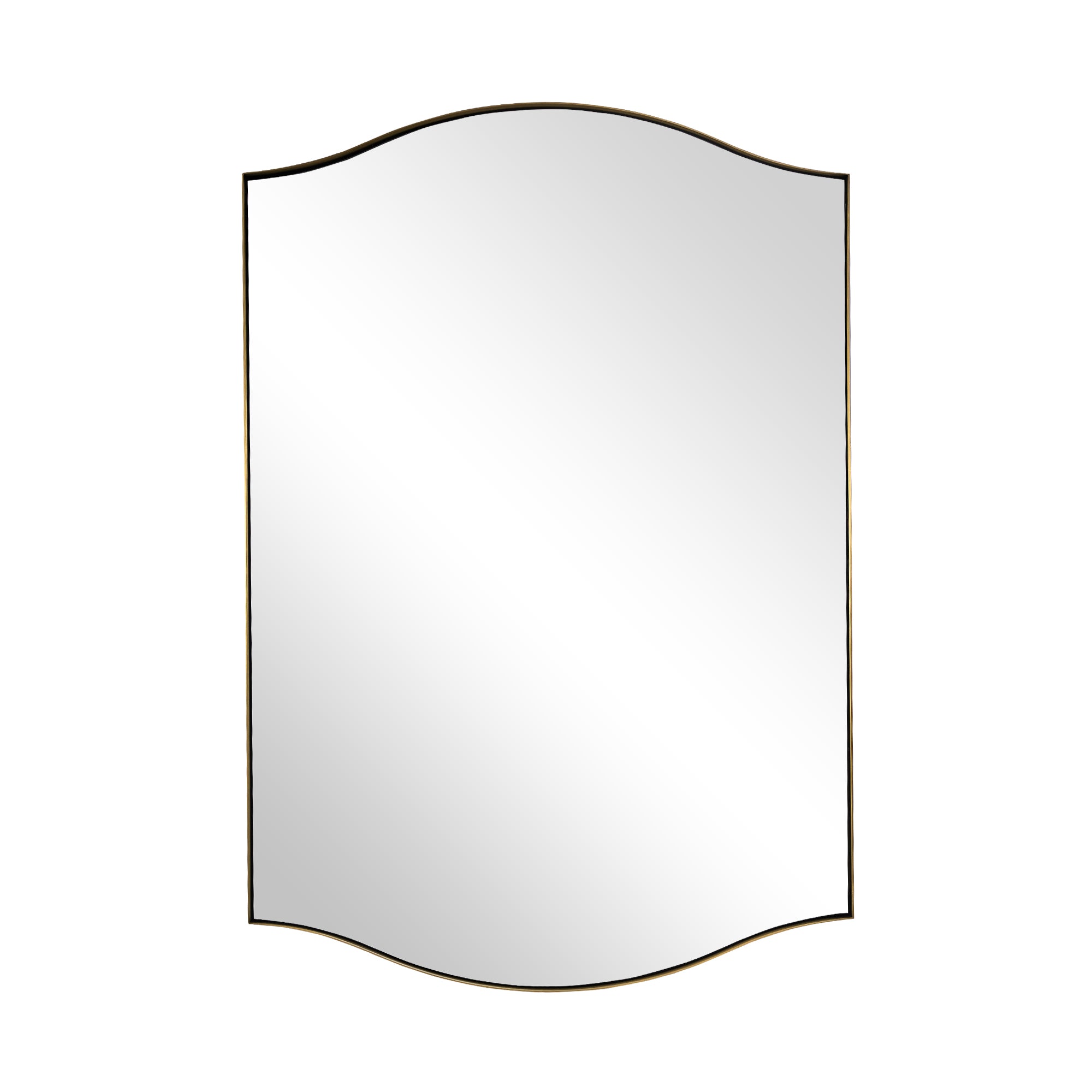 Curve Dual Arch Rectangular Scalloped  Bathroom Wall Mirror Brushed Gold |Stainless Steel Framed