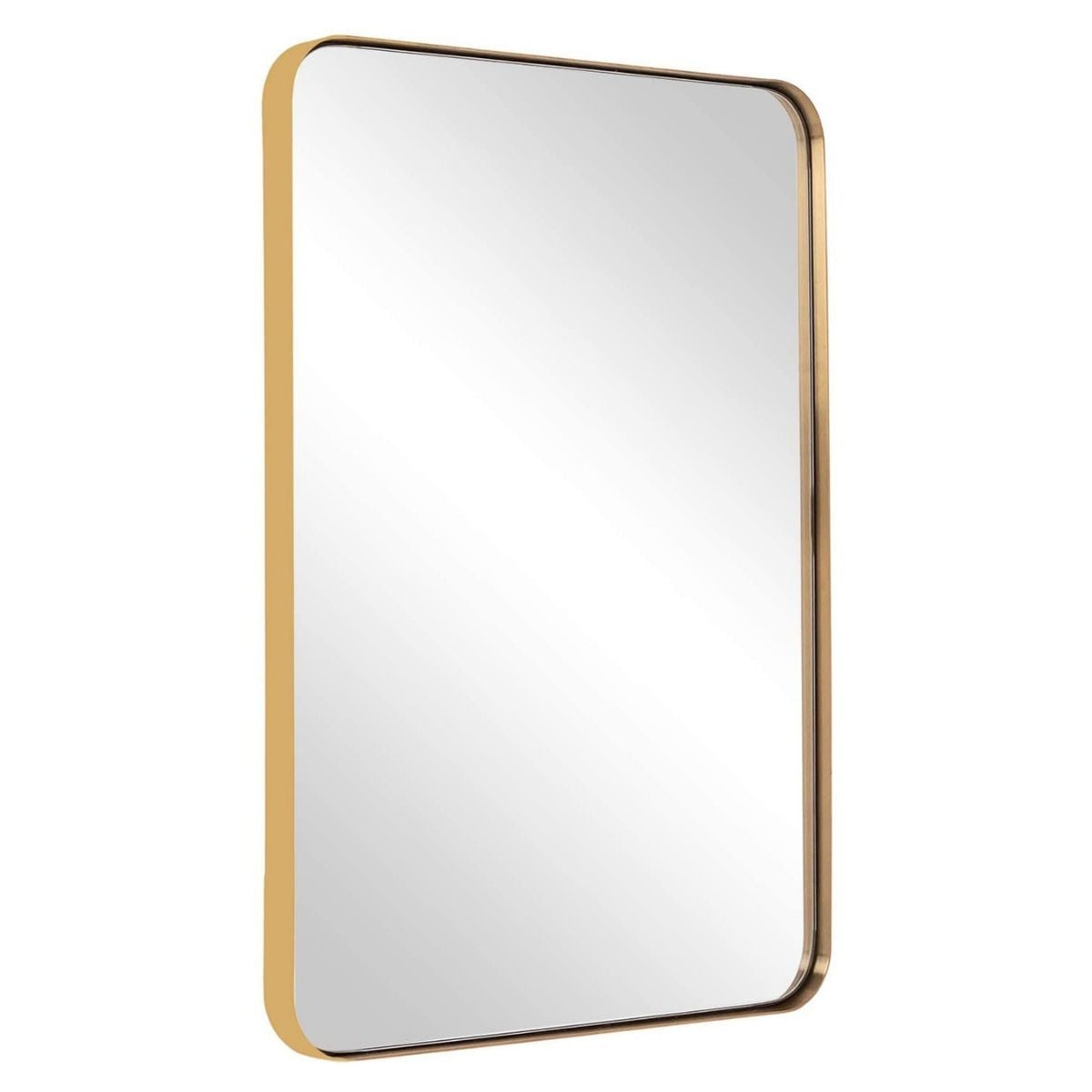 Open Box Like New : Modern Rounded Rectangle Mirror for Bathroom/ Vanity/ Wall | Stainless Steel Frame