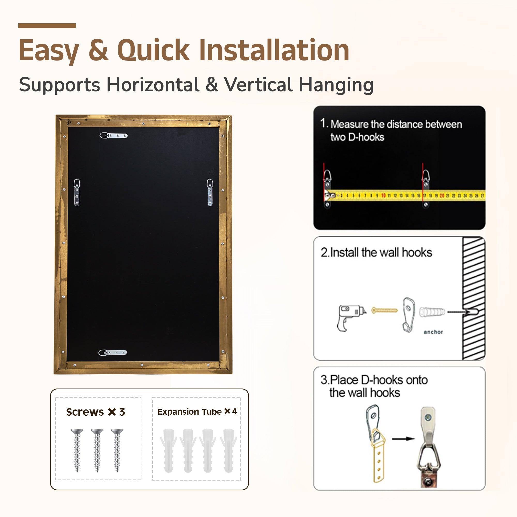 Luxury Beveled Stainless Steel Framed  Rectangular Bathroom Vanity Mirror