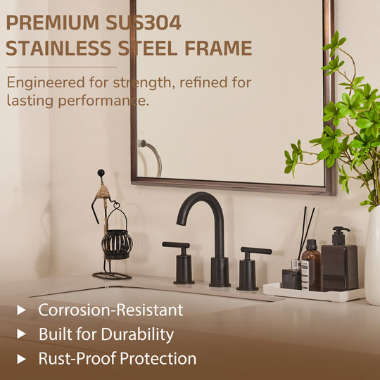Luxury Beveled Stainless Steel Framed  Rectangular Bathroom Vanity Mirror