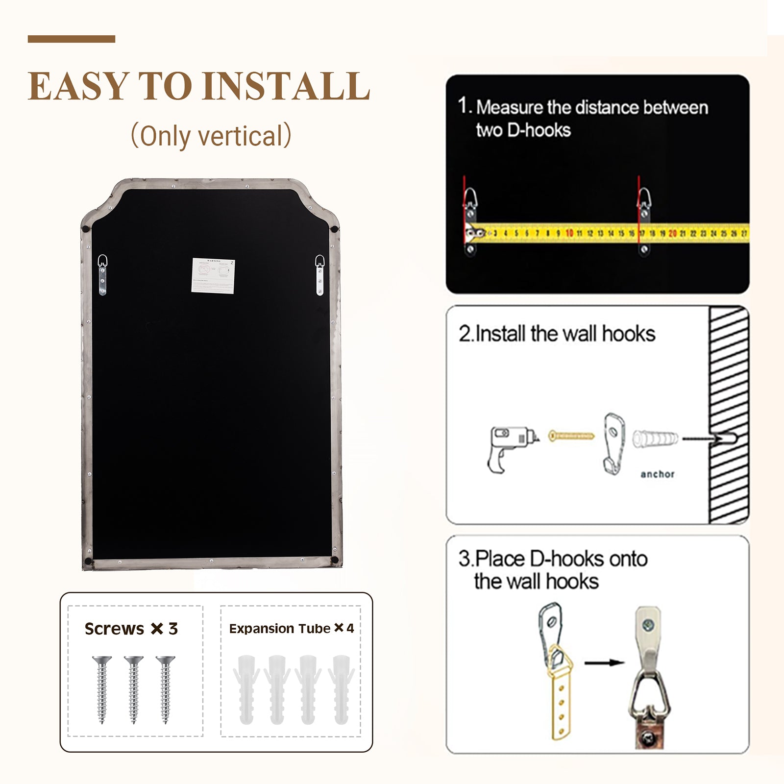 Modern Top Notched Corner Scalloped Bathroom Rectangle Vanity Wall Mirror | Stainless Steel Frame