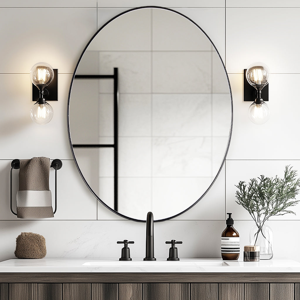 Modern Oval Bathroom Wall Mirrors |Stainless Steel Framed