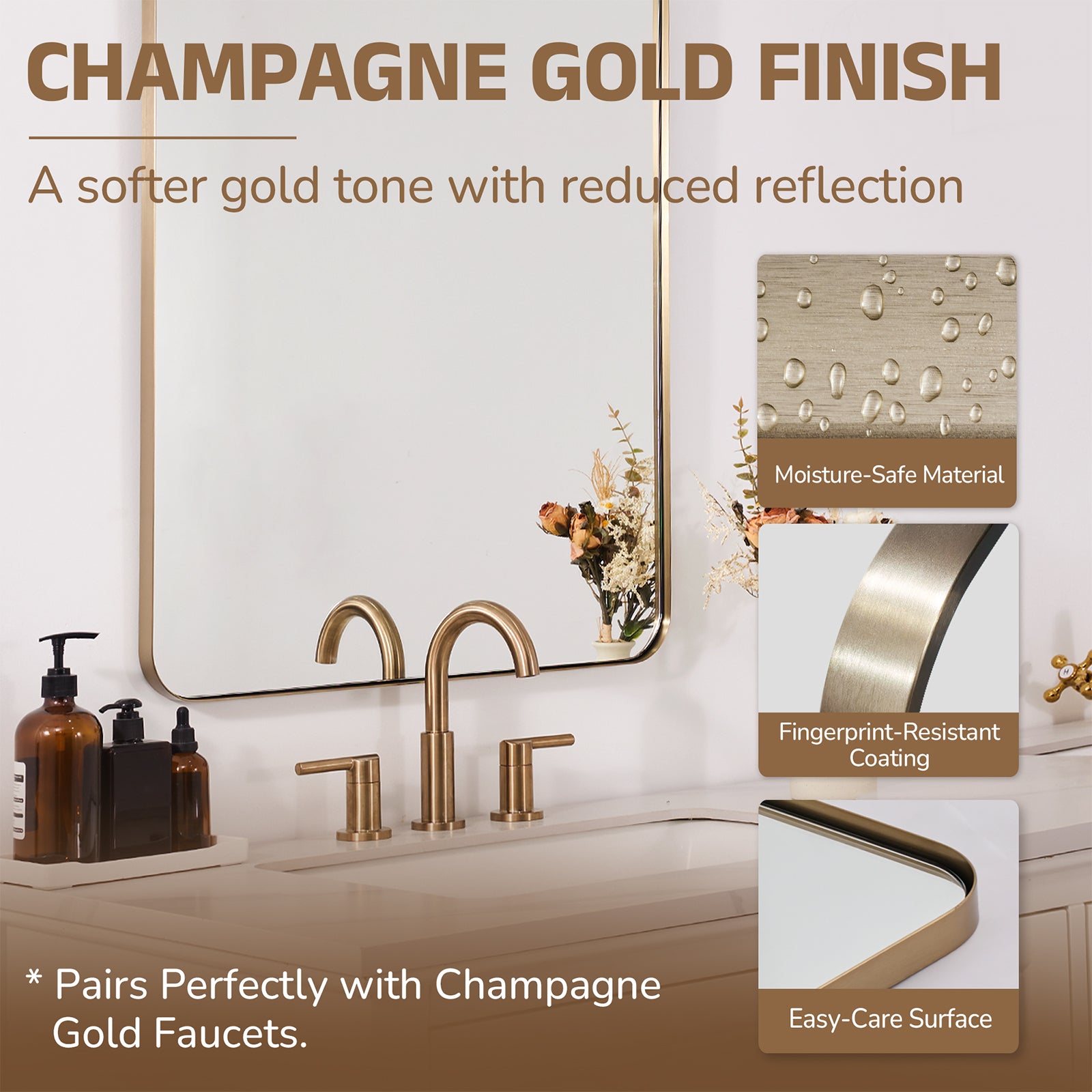 Modern Rounded Rectangle Mirror for Bathroom/ Vanity/ Wall | Stainless Steel Frame