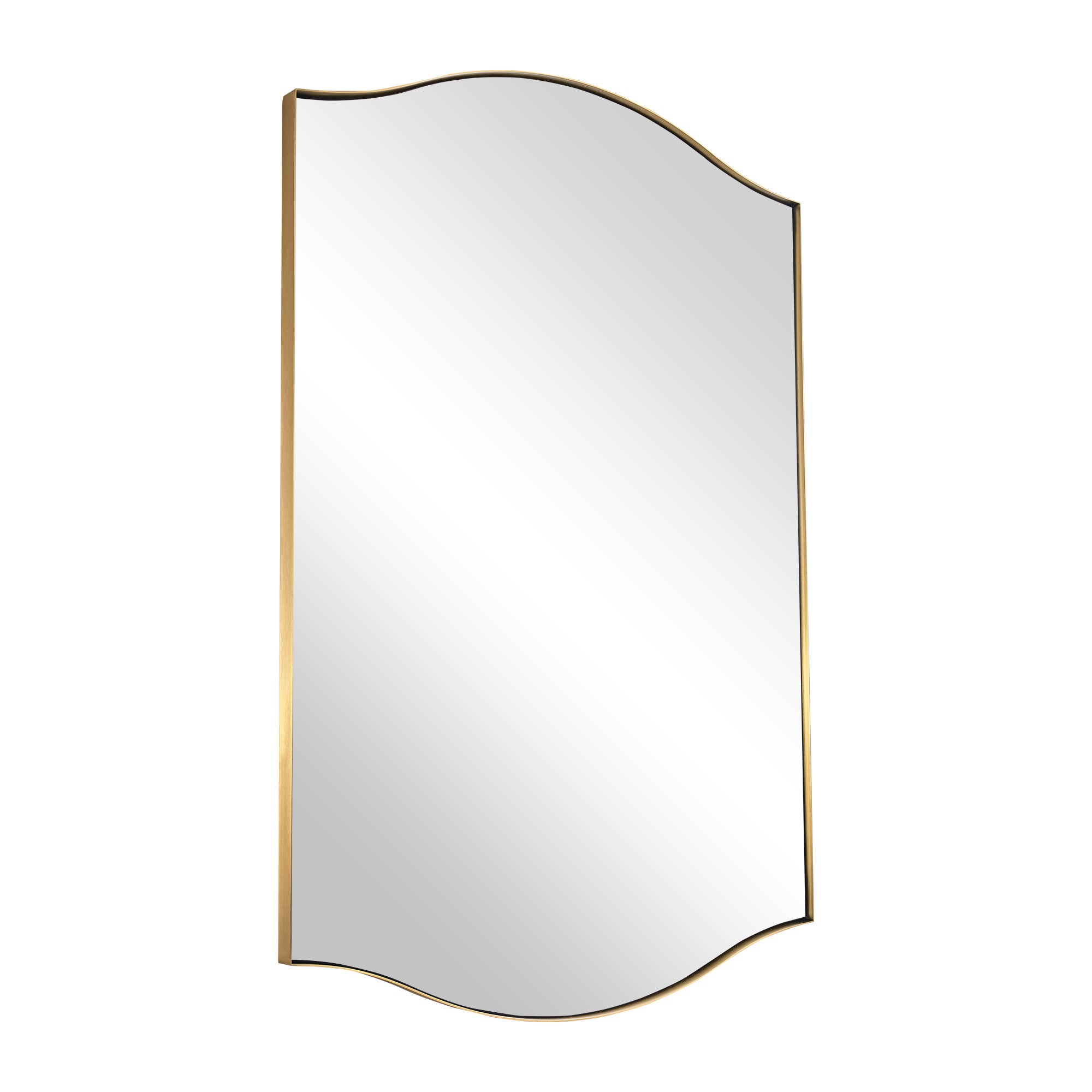 Curve Dual Arch Rectangular Scalloped  Bathroom Wall Mirror Brushed Gold |Stainless Steel Framed