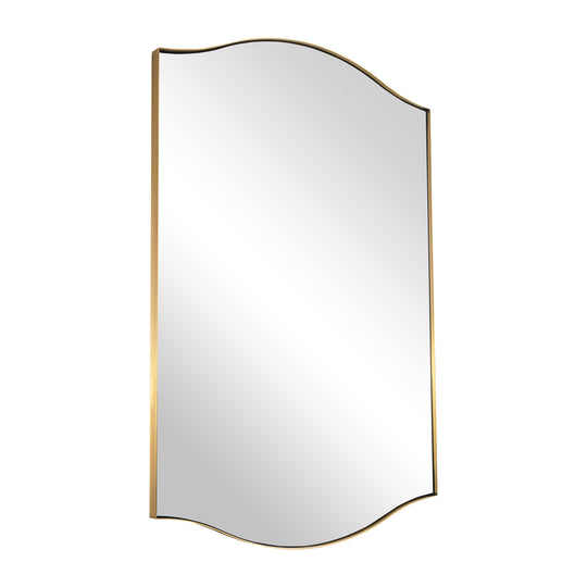 Dual Curve Arch Rectangular Scalloped  Bathroom Wall Mirror |Stainless Steel Framed