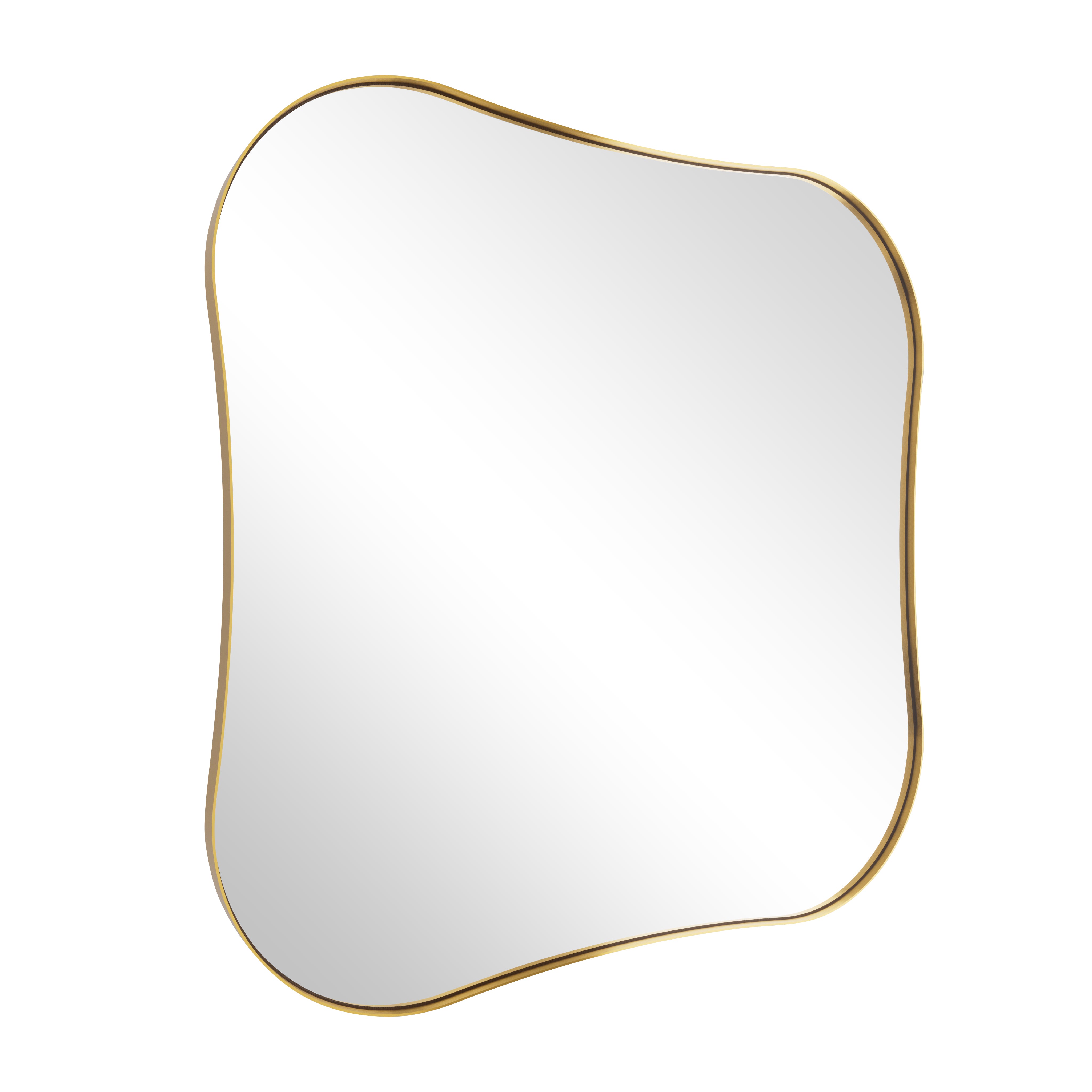 Contemporary Brushed Gold Irregular  Scalloped Square Bathroom Vanity Wall Mirrors