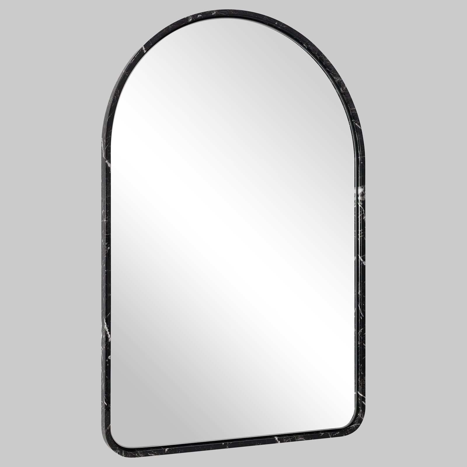Contemporary Black Marble Framed Arched Bathroom Vanity Mirror