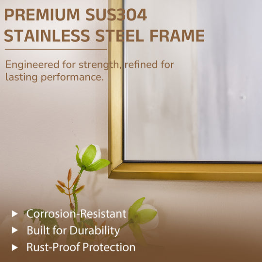 Luxury Beveled Stainless Steel Framed  Rectangular Bathroom Vanity Mirror