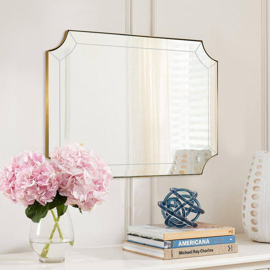 Minuette Scalloped Bathroom Decor Wall Mirrors Unique Mirrors| Stainless Steel Frame