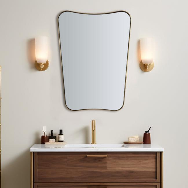 Open Box Like New: Concave Top Rectangle Irregular Scalloped Bathroom Vanity Mirror