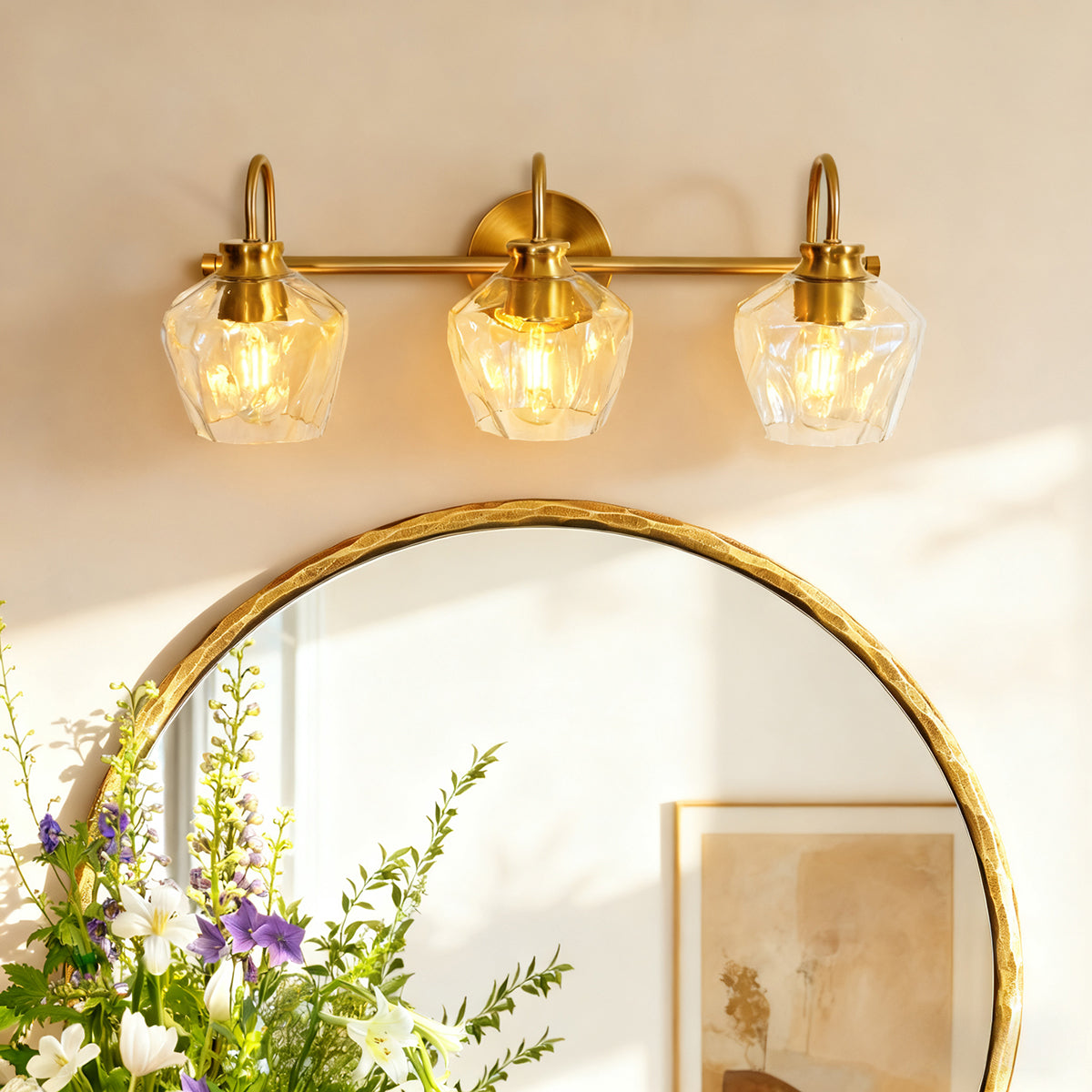 Contemporary  Hammer Glass Shade Gooseneck Bathroom Wall Sconce