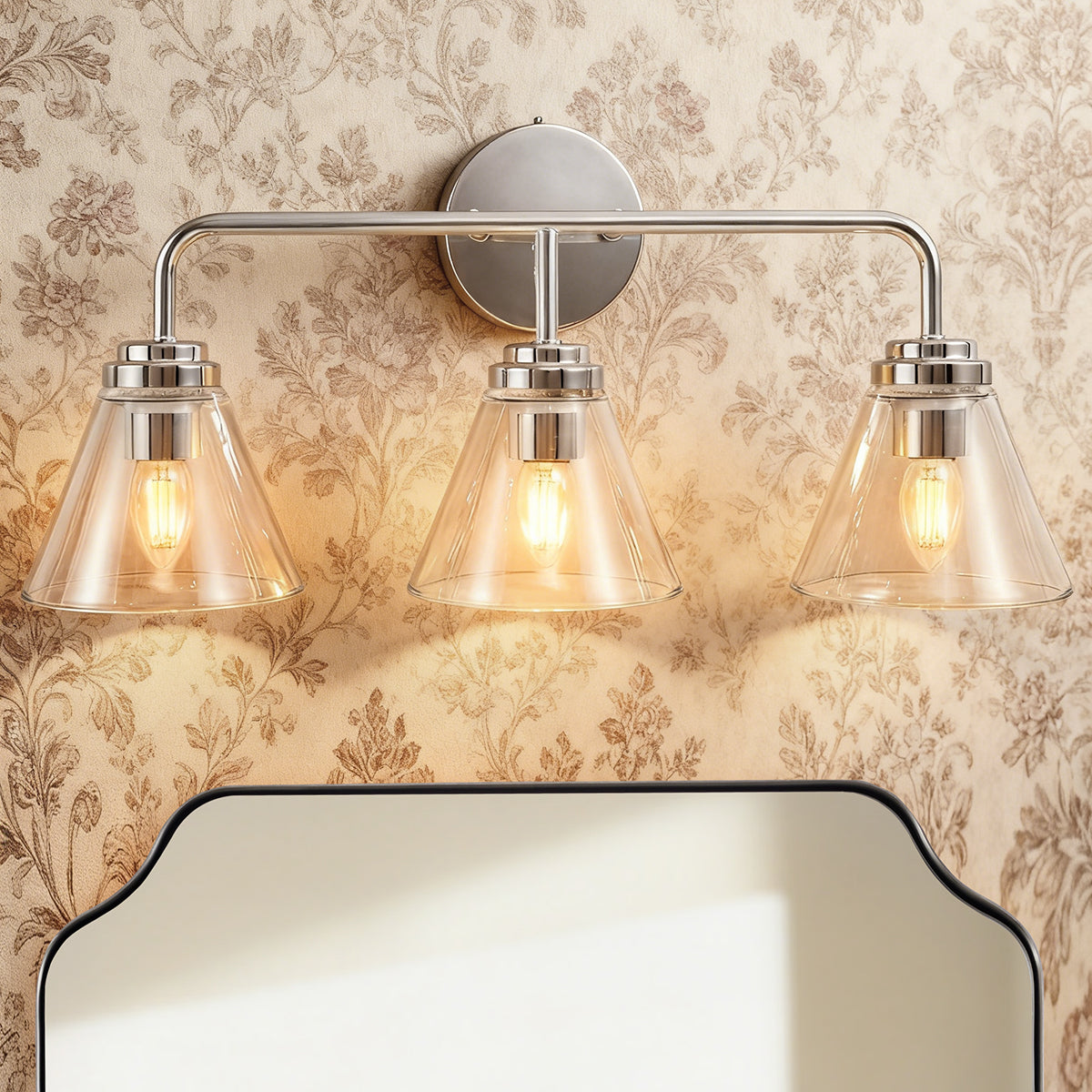 Modern Clear Cone Glass Shade Bathroom Vanity Light