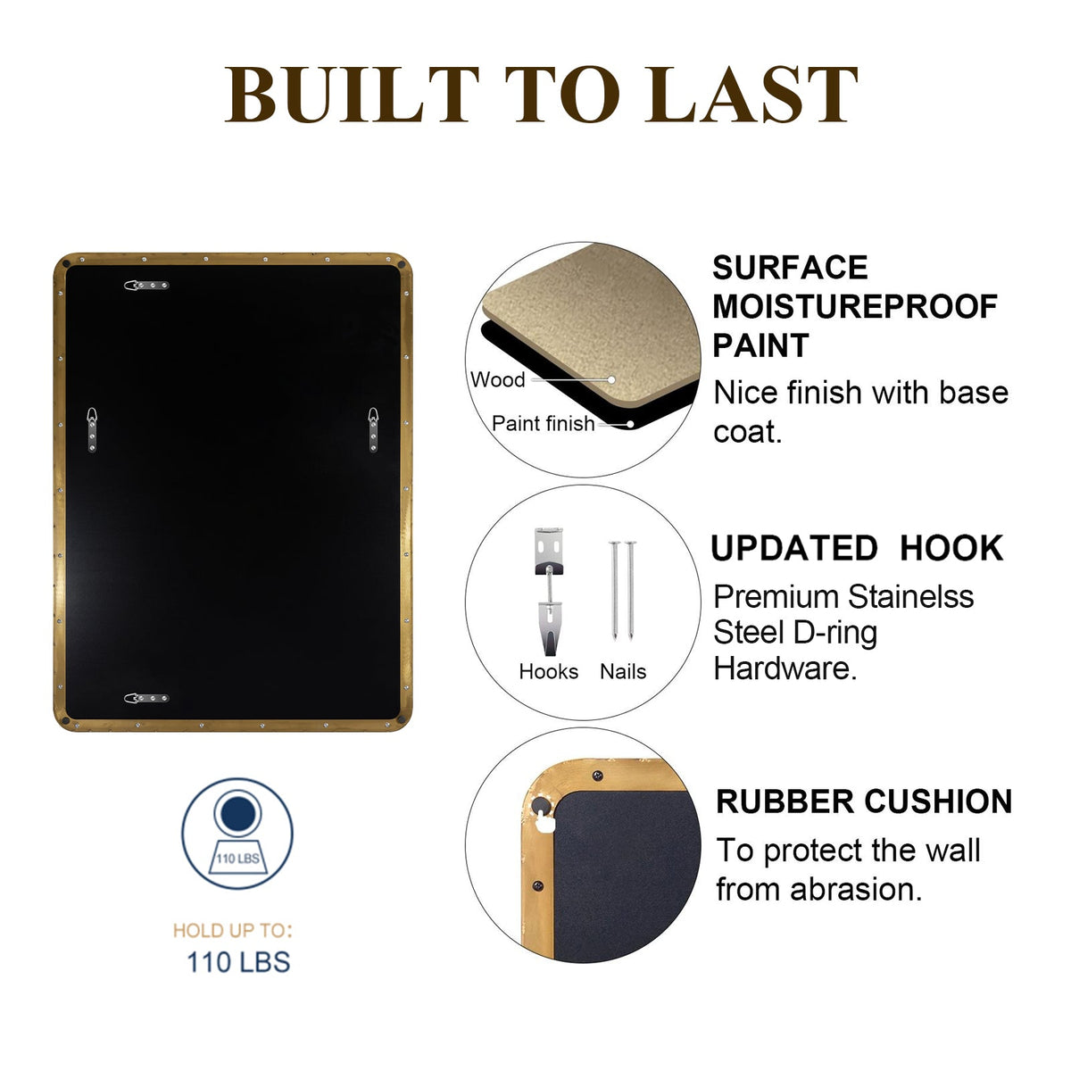 Modern Rounded Rectangle Mirror for Bathroom/ Vanity/ Wall | Stainless Steel Frame