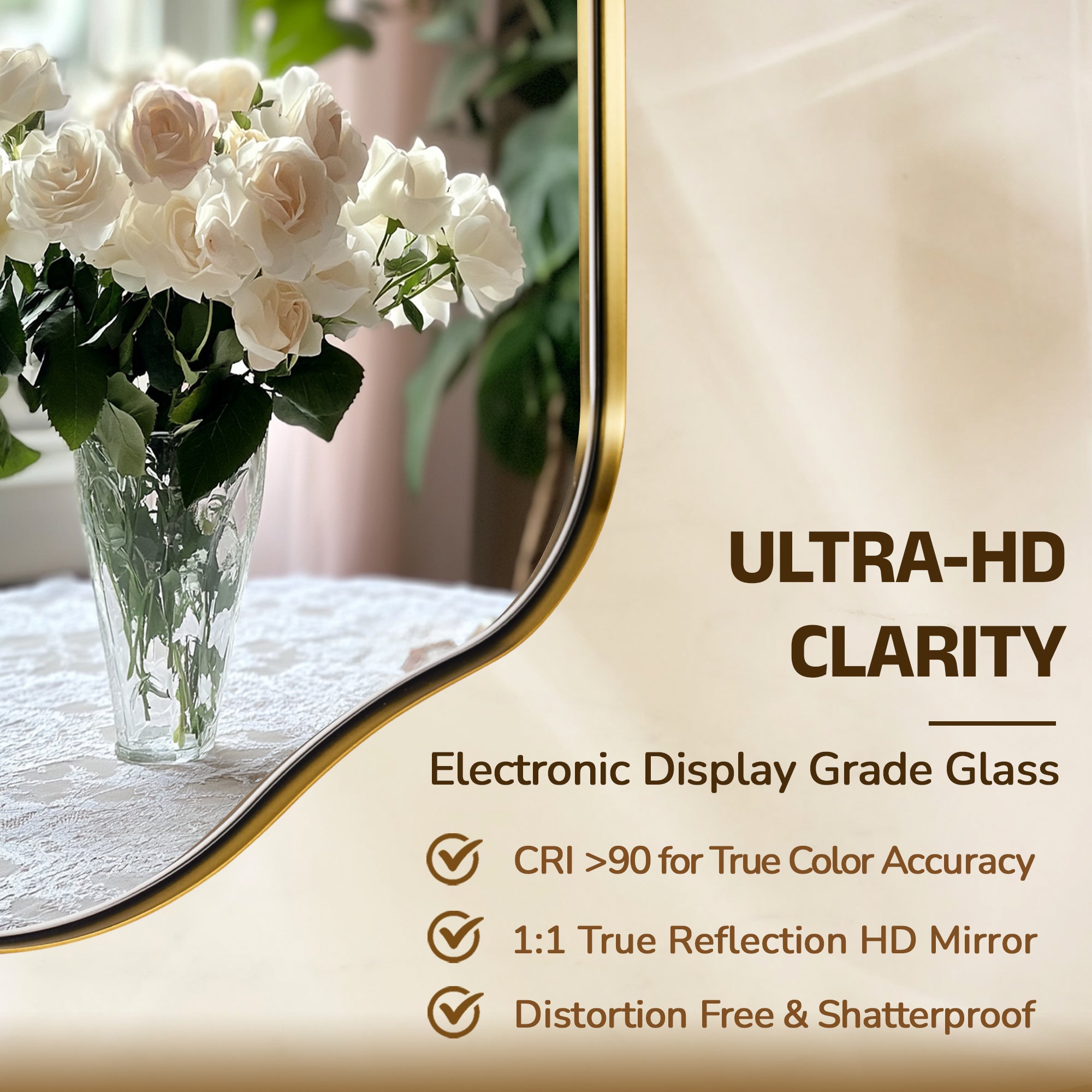 Contemporary Arch Top Curved Arched Bathroom Vanity Mirror | Stainless Steel Frame