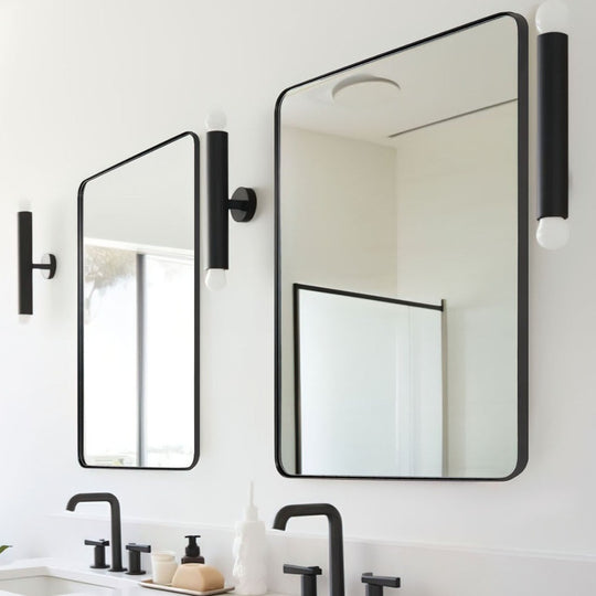 Modern Rounded Rectangle Mirror for Bathroom/ Vanity/ Wall | Stainless Steel Frame