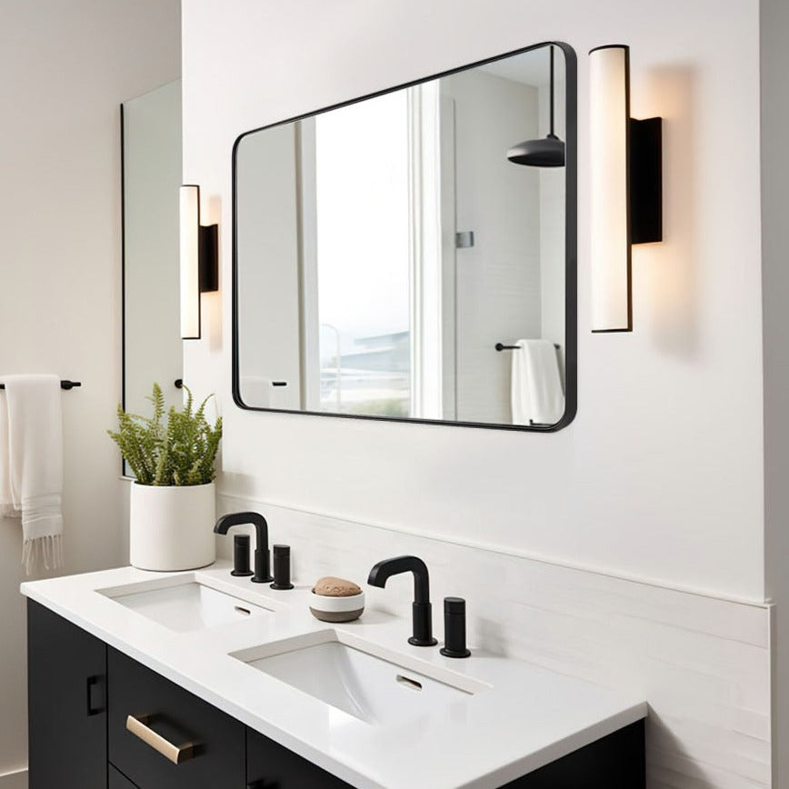 Modern Rounded Rectangle Mirror for Bathroom/ Vanity/ Wall | Stainless Steel Frame