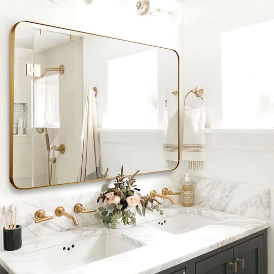 Luxury Rounded Rectangular Bathroom Mirrors with Aluminum Framed