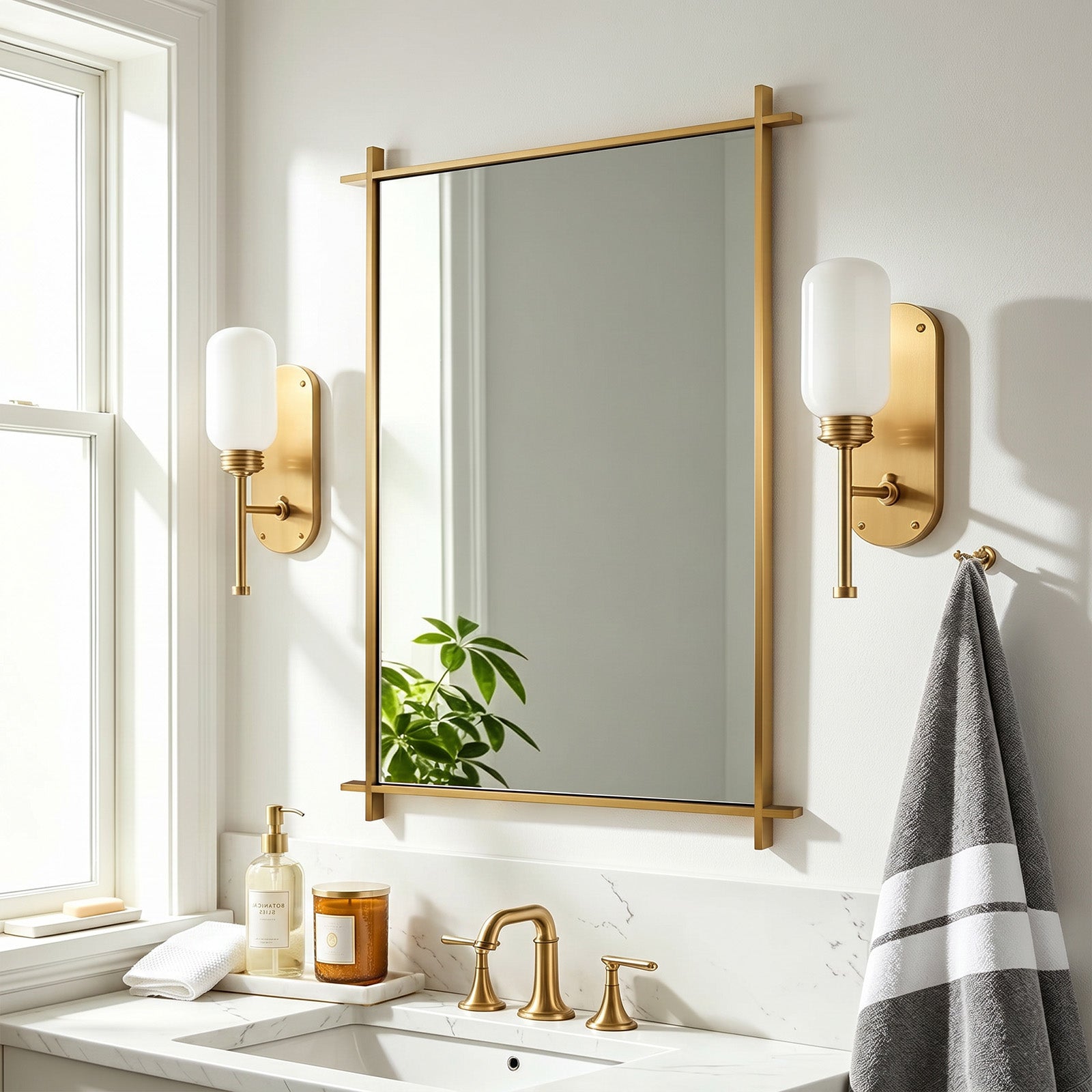 Vintage Cross Corner Rectangle Bathroom Wall Mirrors | Stainless Steel Framed