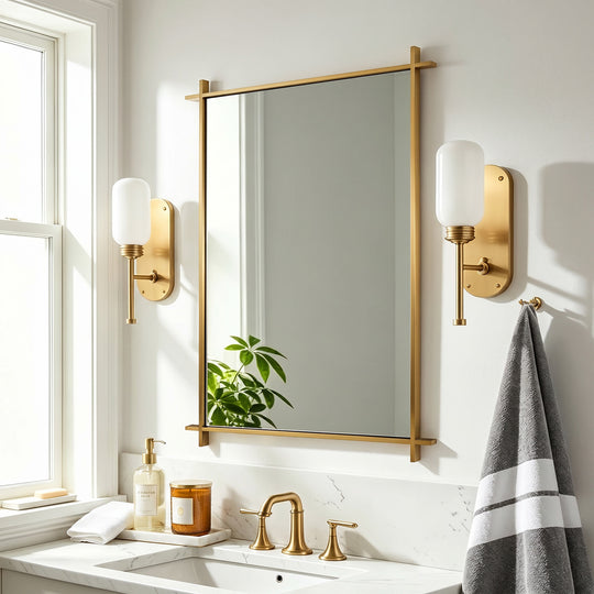 Vintage Cross Corner Rectangle Bathroom Wall Mirrors | Stainless Steel Framed