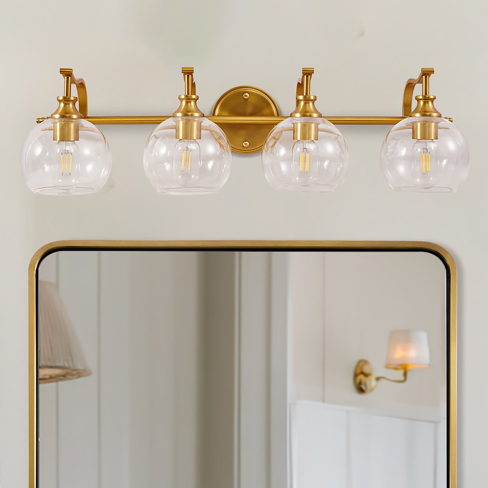 brushed gold bathroom vanity light