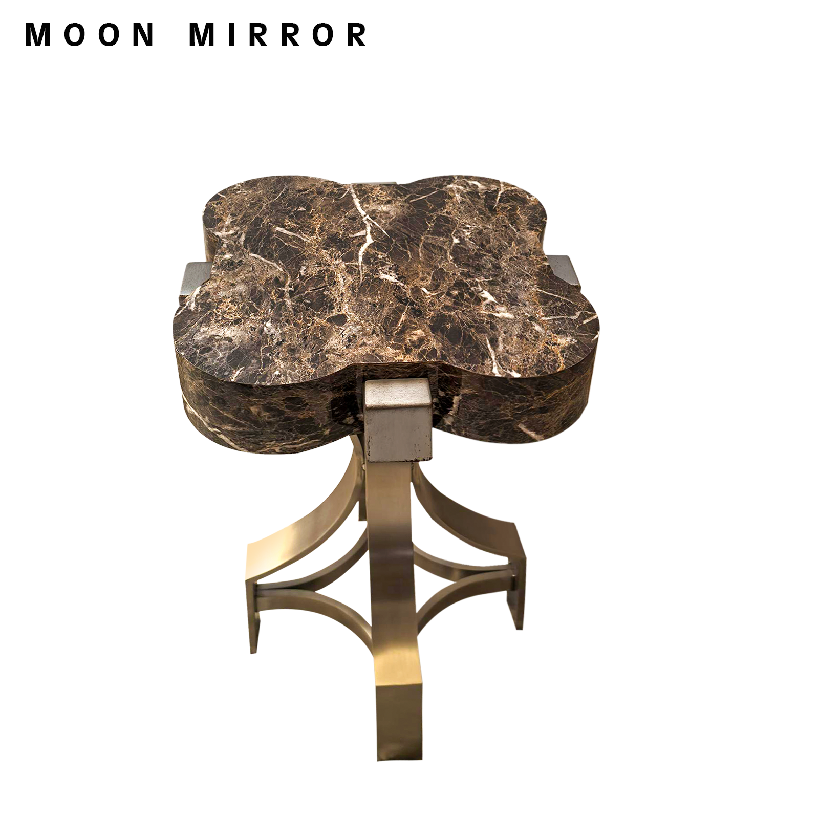 MOON MIRROR Antique Butterfly Shape Marble Top Metal Frame Table