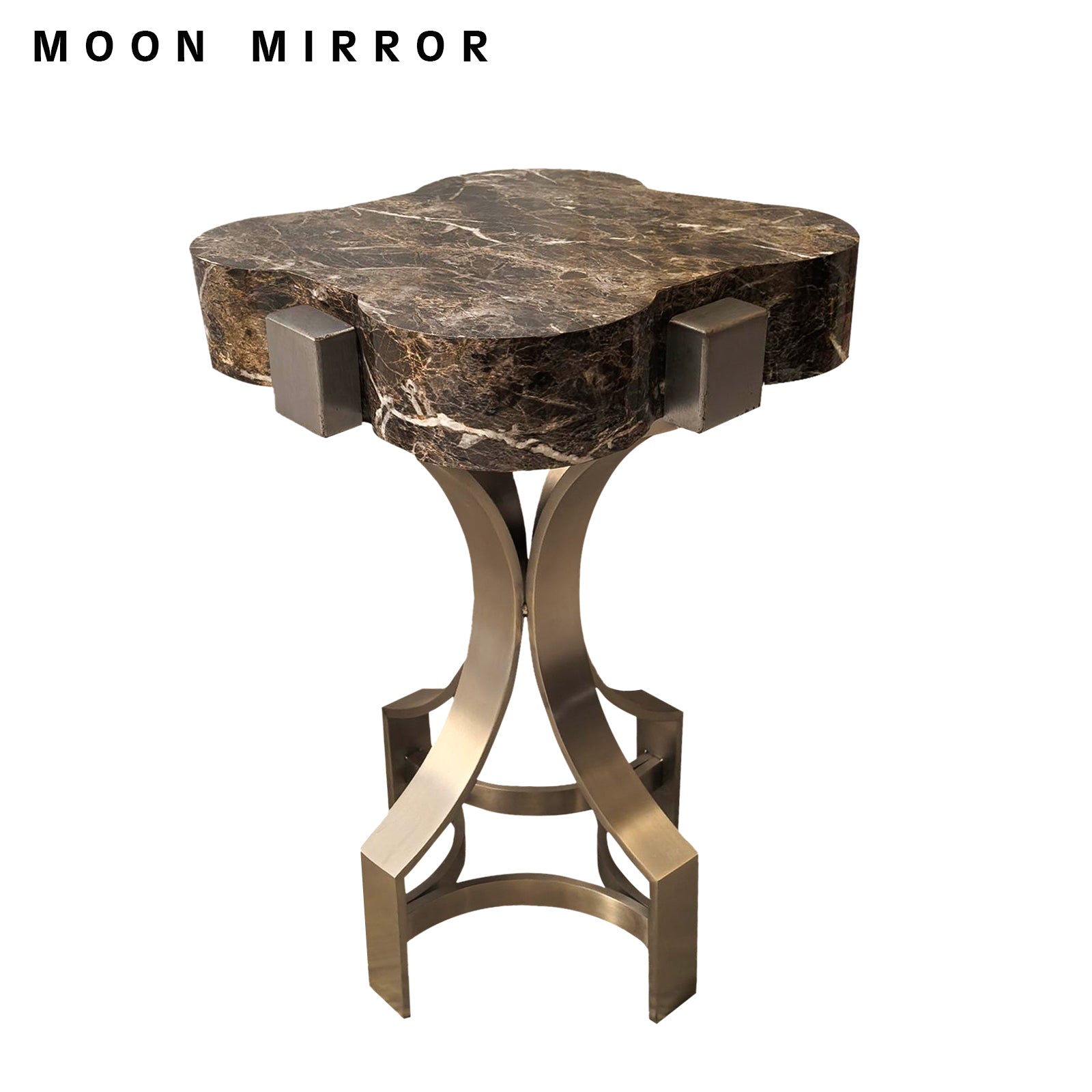 MOON MIRROR Antique Butterfly Shape Marble Top Metal Frame Table