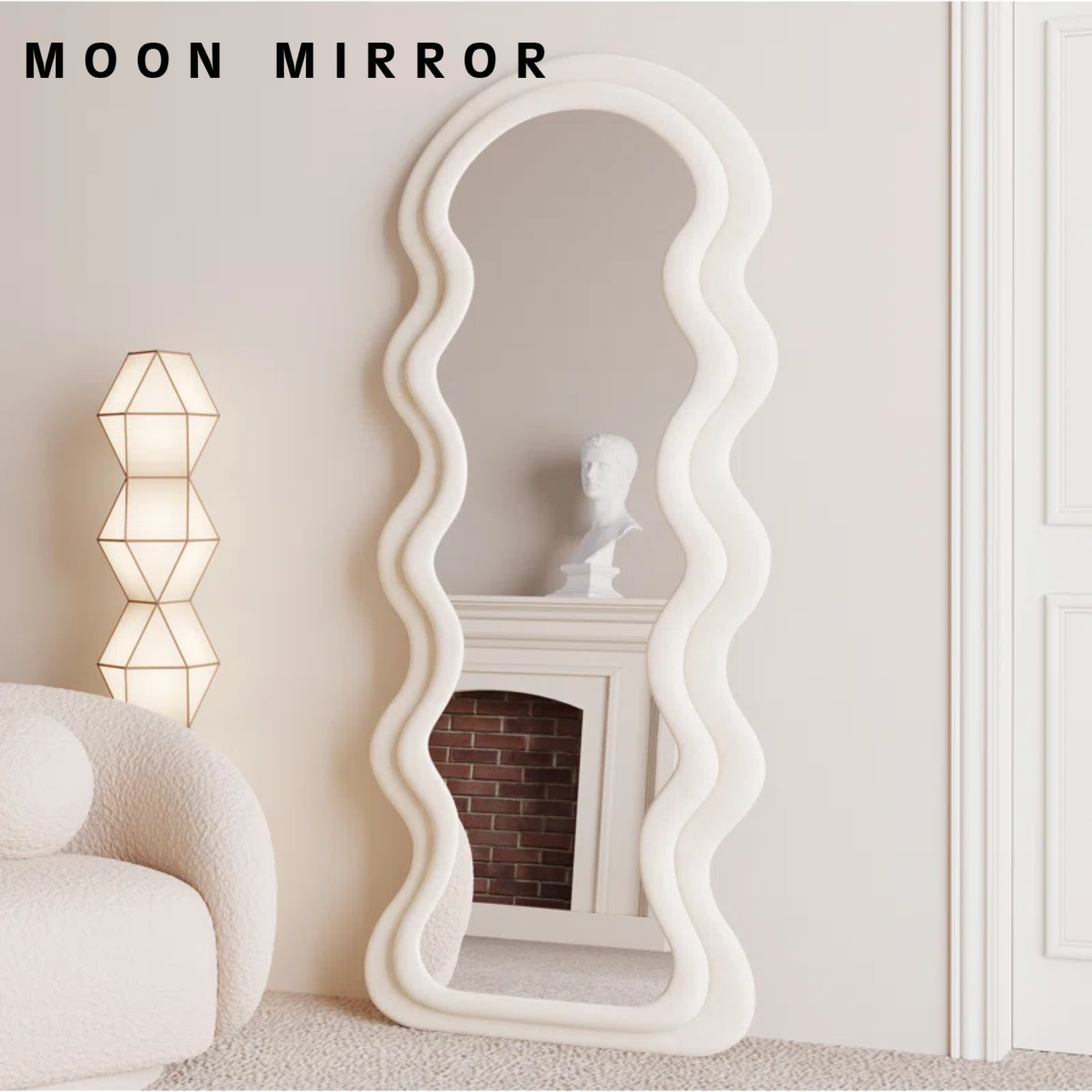 MOON MIRROR Creative Ivory Wavy Full Length Dressing Mirror Cheval Glasses