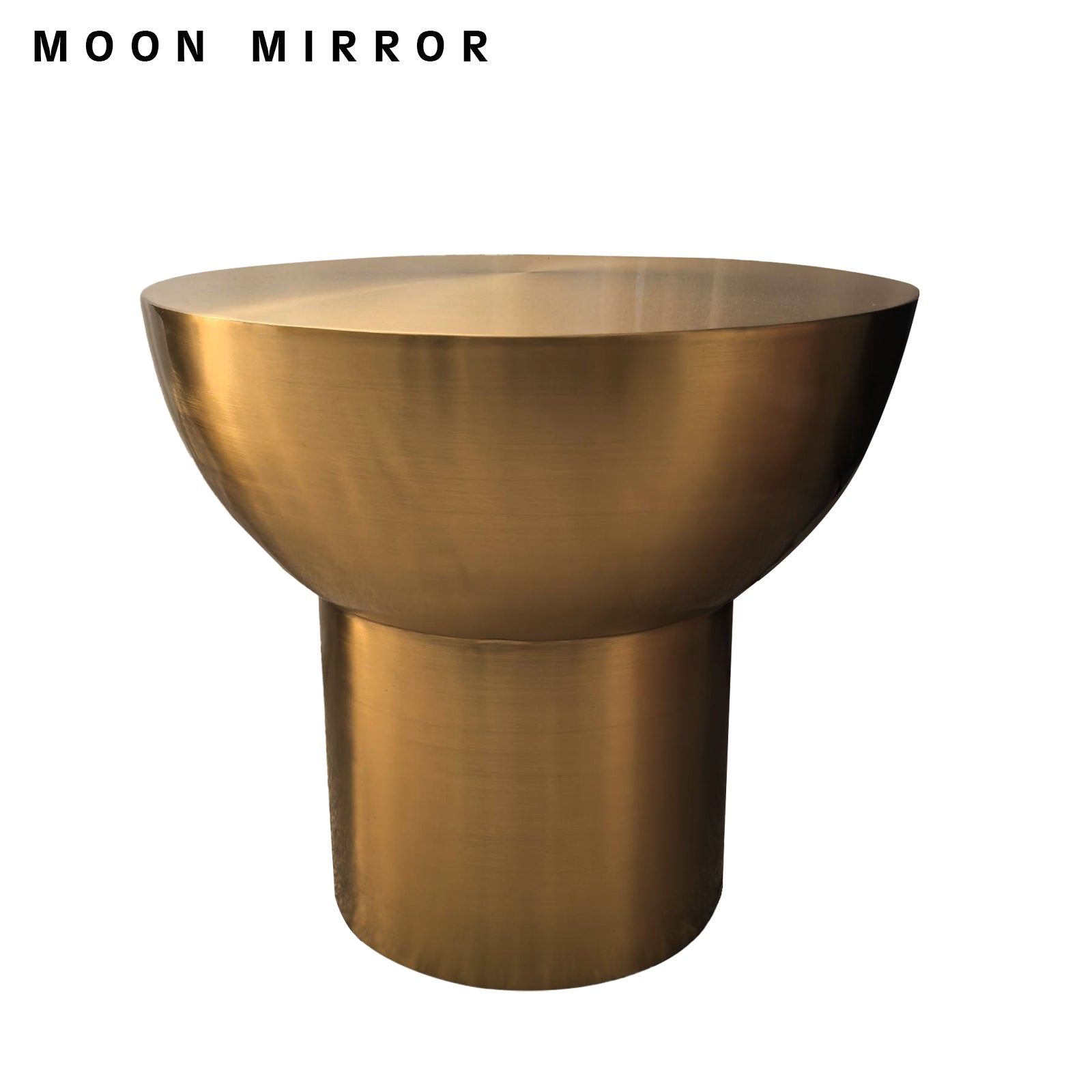 MOON MIRROR Luxury Brushed Gold Semi-Circular Table