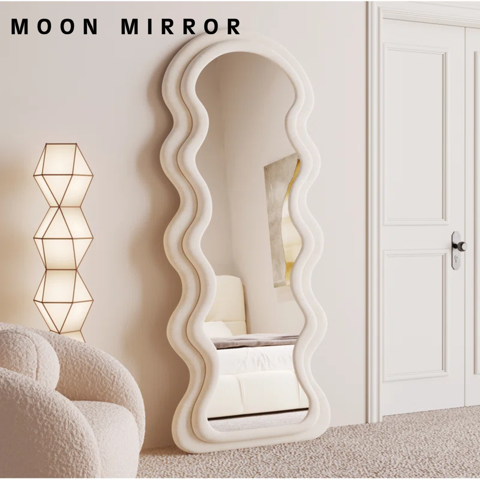 MOON MIRROR Creative Ivory Wavy Full Length Dressing Mirror Cheval Glasses