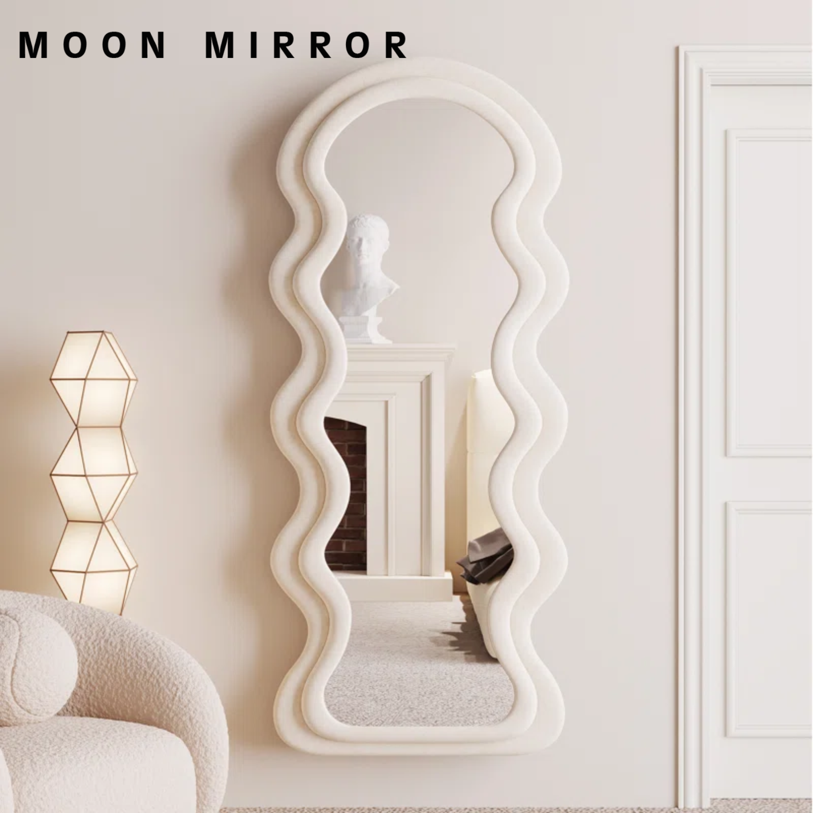 MOON MIRROR Creative Ivory Wavy Full Length Dressing Mirror Cheval Glasses