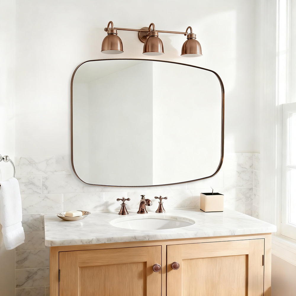 Modern Oval Oblong Bathroom Vanity Mirror | Stainless Steel Frame