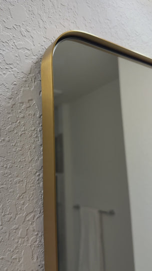 Modern Rounded Rectangle Mirror for Bathroom/ Vanity/ Wall | Stainless Steel Frame