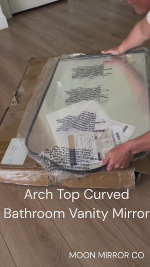 Contemporary Arch Top Curved Arched Bathroom Vanity Mirror | Stainless Steel Frame