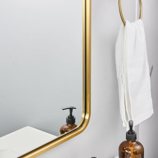 Contemporary Bold Framed Rectangle Wall Mirrors for Bathroom Wall| Stainless Steel Framed