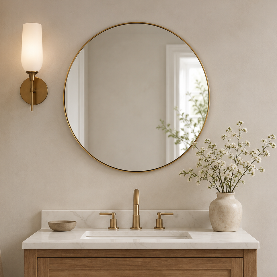 Modern Round Bathroom Mirrors Circle Wall Mirror | Stainless Steel Frame