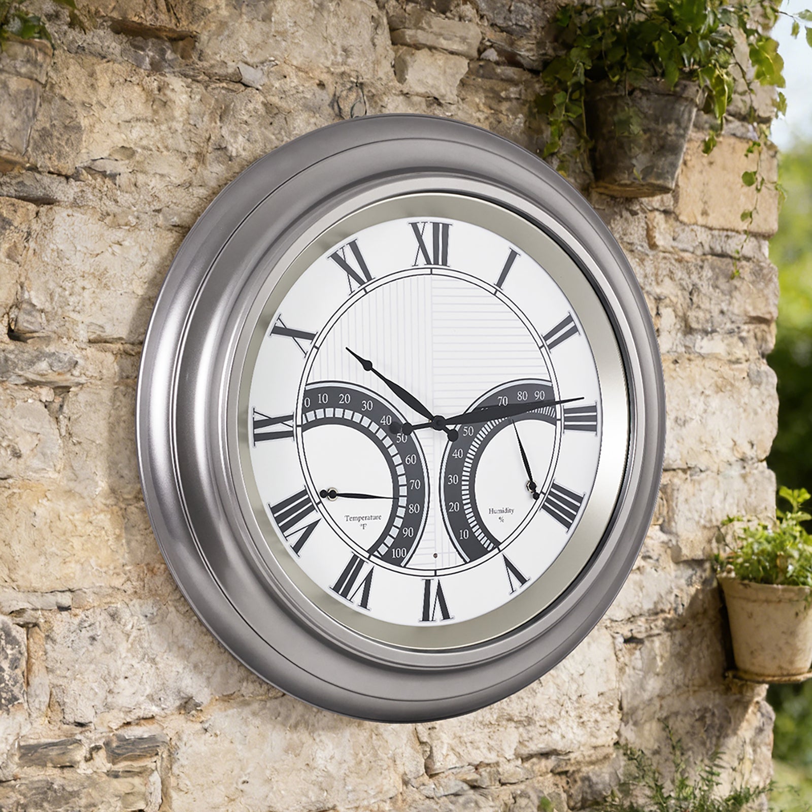 Contemporary 24 Inch Large Outdoor Wall Clock Waterproof Illuminated Clock,Stripe Dial