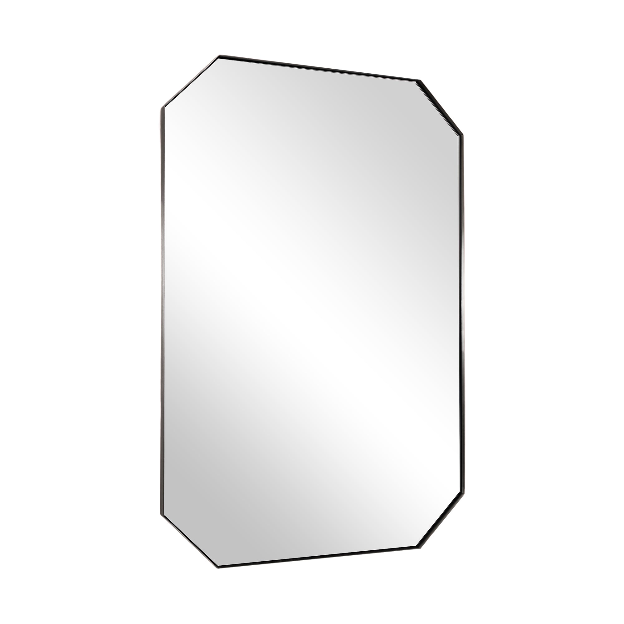 Contemporary Cut Corner Octagonal Scalloped Rectangle Mirror for Bathroom  |Stainless Steel Frame