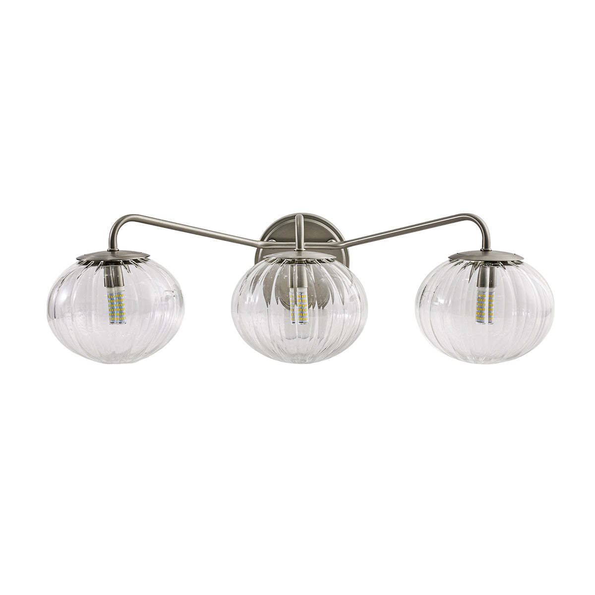 Contemporary Pumpkin Clear Glass Shades Bathroom Wall Sconce