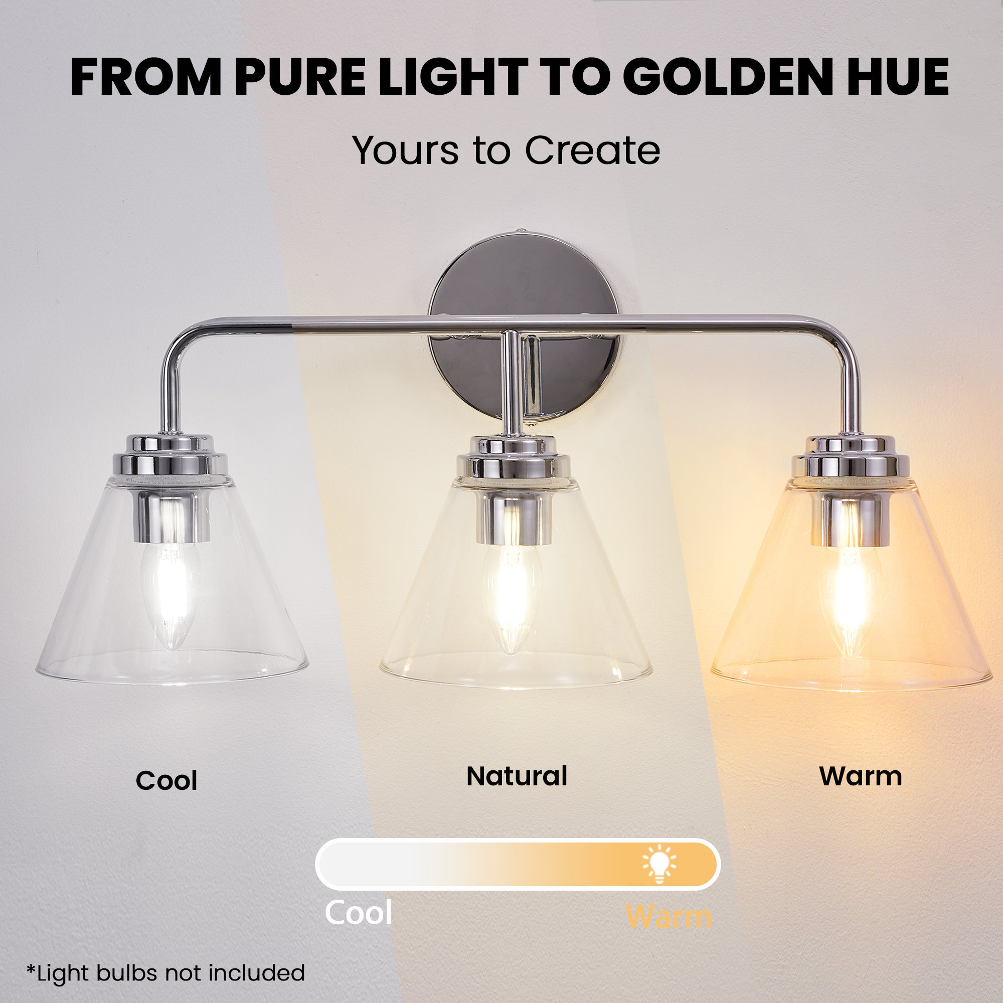 Modern Cone Clear Glass Shade Bathroom Wall Sconces