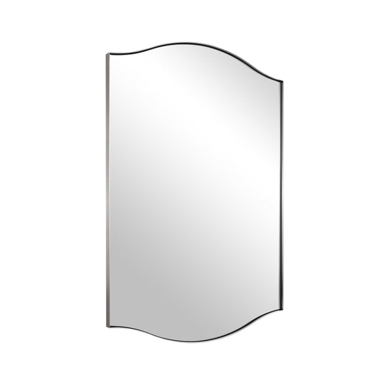 Dual Curve Arch Rectangular Scalloped  Bathroom Wall Mirror |Stainless Steel Framed