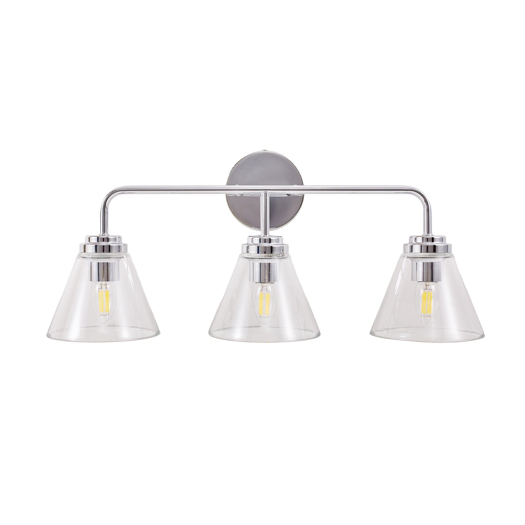 Modern Cone Clear Glass Shade Bathroom Wall Sconces