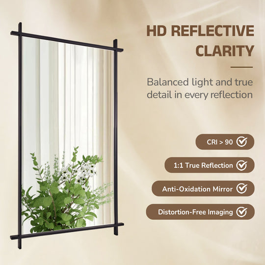 Vintage Cross Corner Rectangle Bathroom Wall Mirrors | Stainless Steel Framed