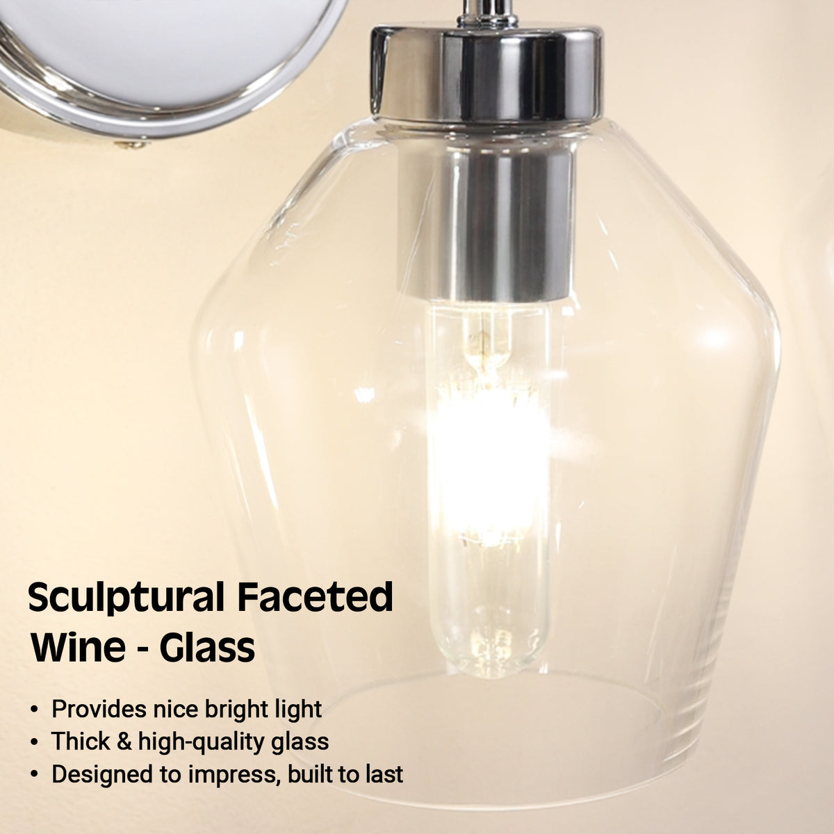 Contemporary Tapered Clear Glass Shade Bathroom Vanity Light