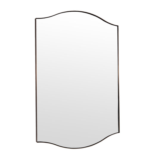 Dual Curve Arch Rectangular Scalloped  Bathroom Wall Mirror |Stainless Steel Framed