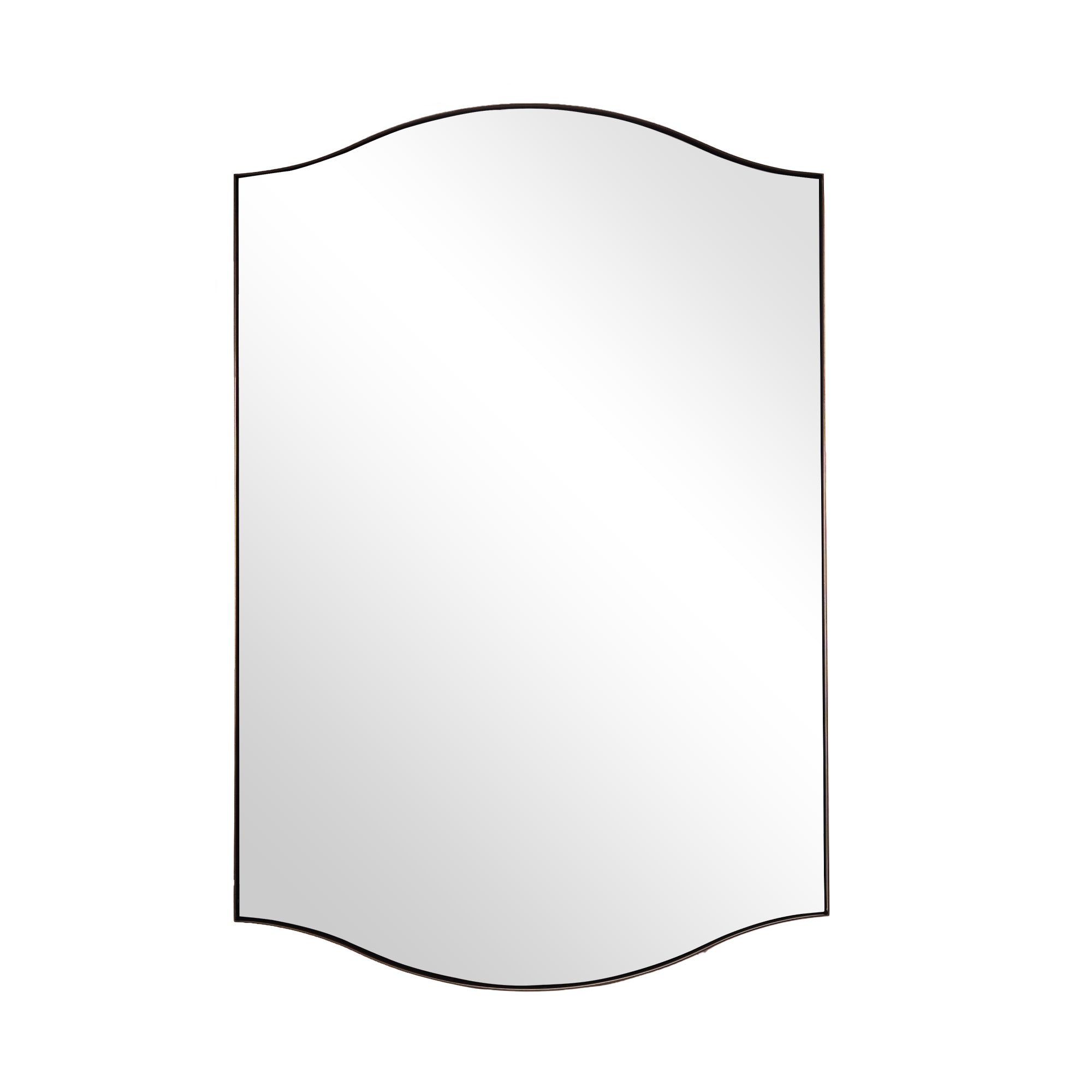 Dual Curve Arch Rectangular Scalloped  Bathroom Wall Mirror |Stainless Steel Framed