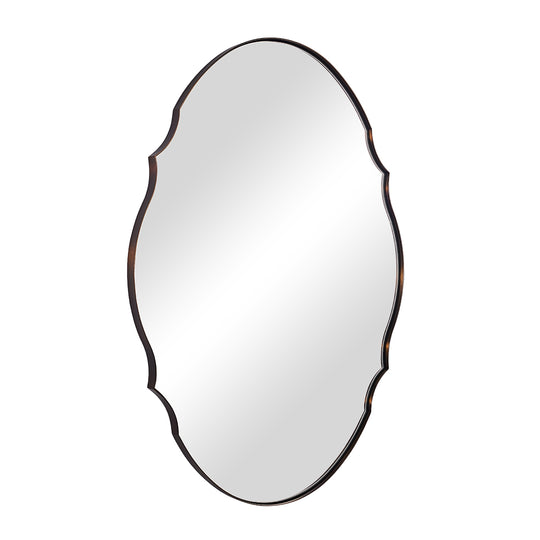 Contemporary Oval Scalloped Wall Mirror Irregular Bathroom Vanity Mirror| Stainless Steel Frame