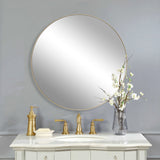 Brass Round Mirror Brushed Gold Decorative Circle Wall Mirror Round Vanity Mirror for Bathroom|Stainless Steel Framed