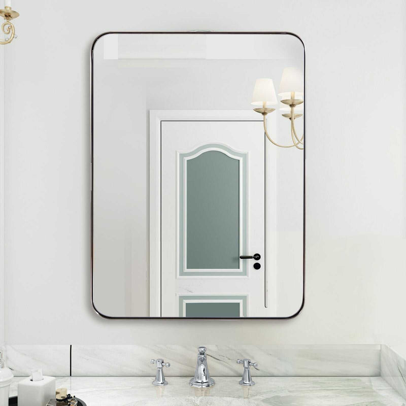 Stainless Steel Framed Modern Polished Chrome/Silver Rectangle Mirrors for Bathroom Mounted Horizontal Or Vertical