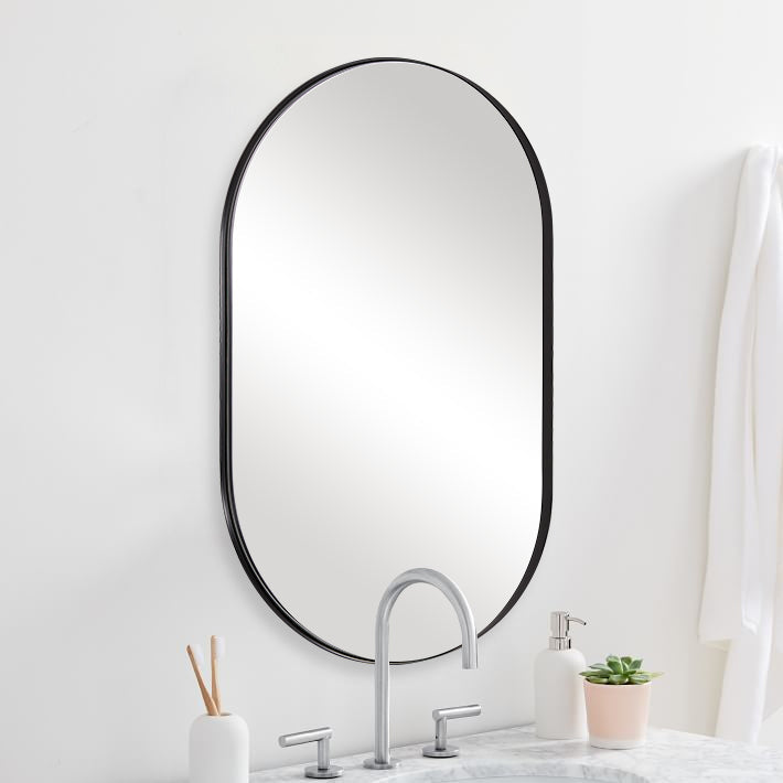 [Canada Warehouse] ANDY STAR® Modern Pill Shape Capsule Wall mirror for Bathroom Vanity miroir Stainless Steel Framed | Wall Mounted Vertically & Horizontally